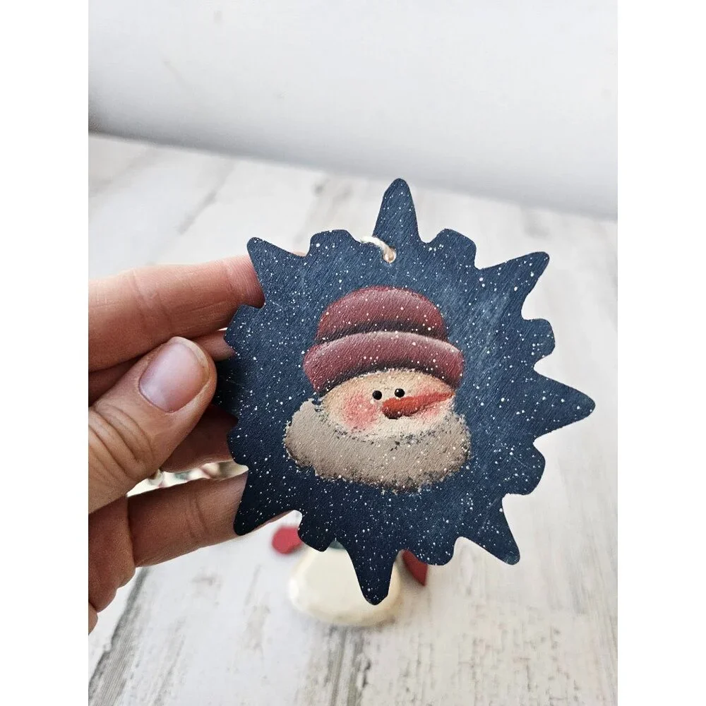 Wooden snowman mitten ornament star Xmas tree set‎ ornaments
